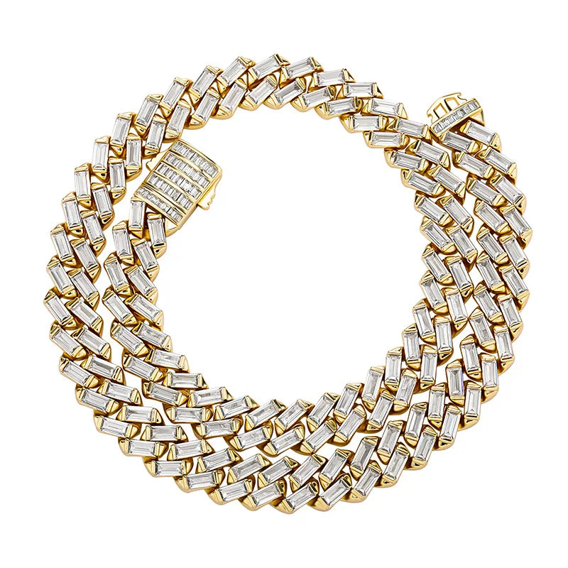 Iced Out Crystal Baguette Cuban Chain 12mm