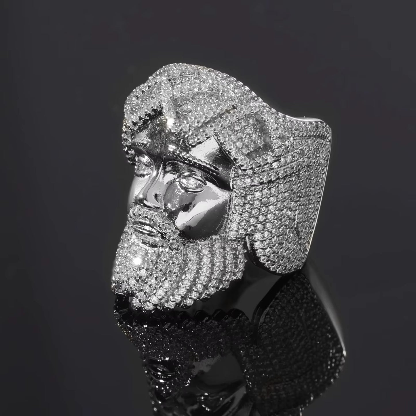 Iced Jesus Head Ring