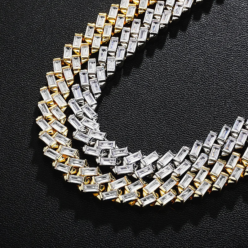 Iced Out Crystal Baguette Cuban Chain 12mm