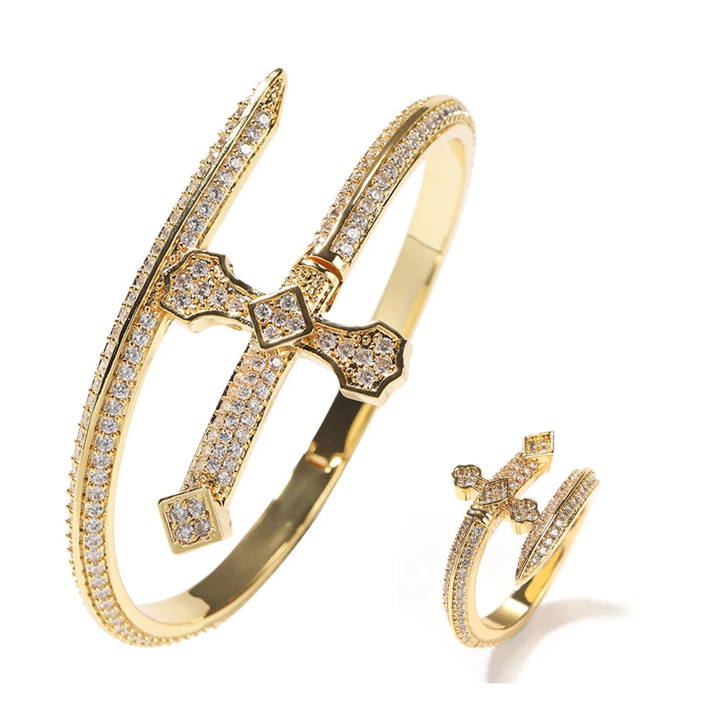 Iced Sword Band Bracelet & Ring