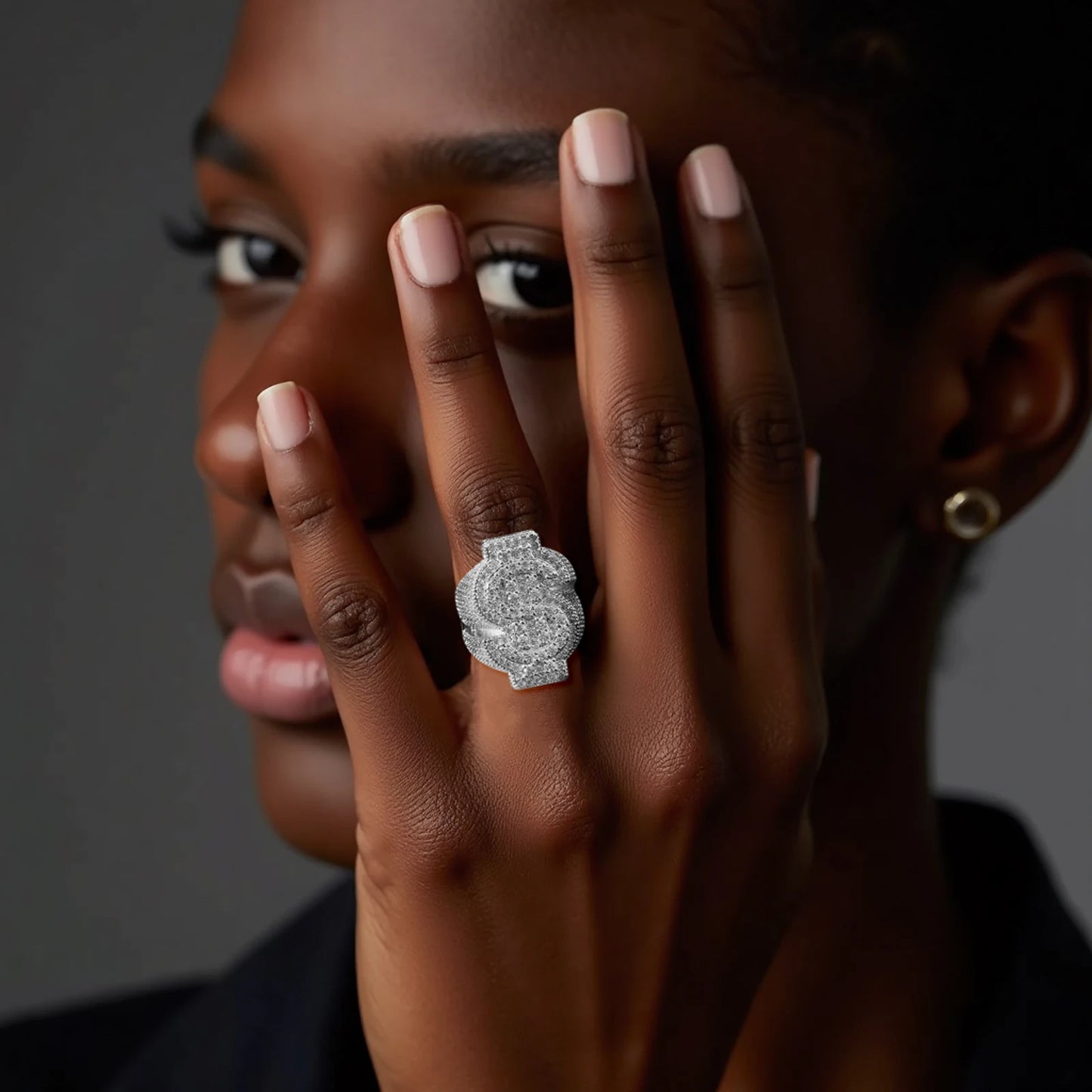 Iced Out Dollar Sign Ring