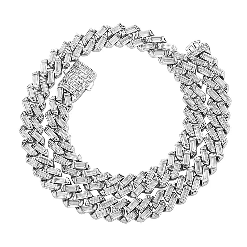 Iced Out Crystal Baguette Cuban Chain 12mm