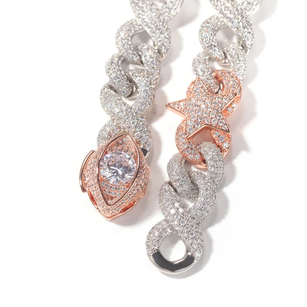 Two Tone Cuban Eye & Star Chain 16mm