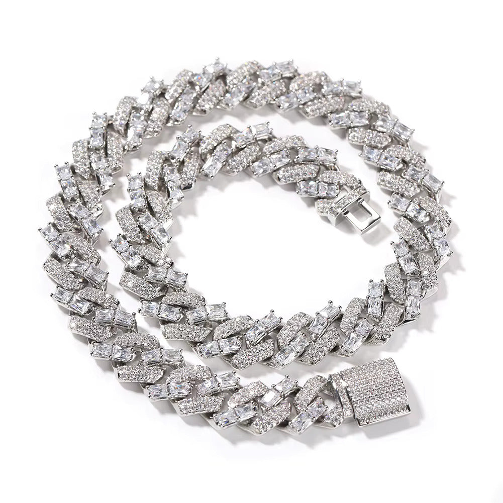 Mixed Diamond Prong Cuban Chain 15MM