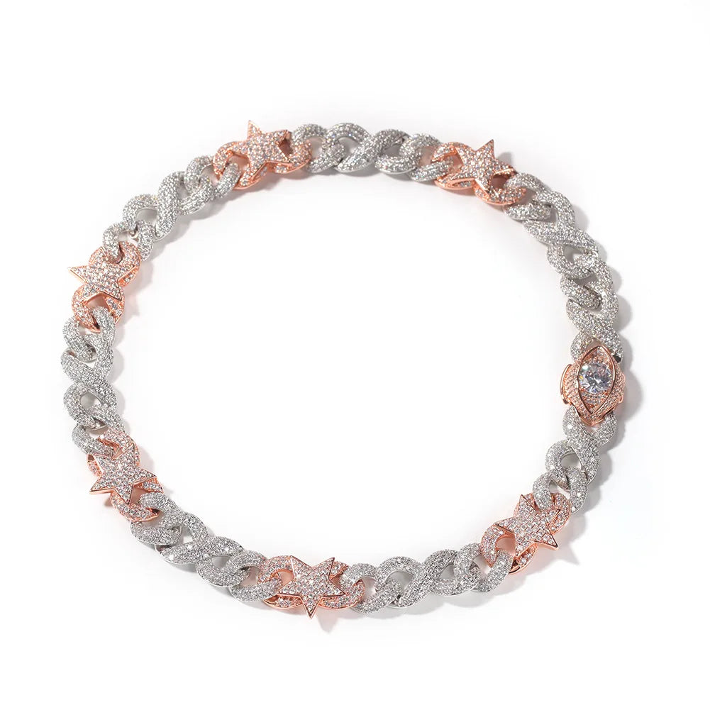 Two Tone Cuban Eye & Star Chain 16mm