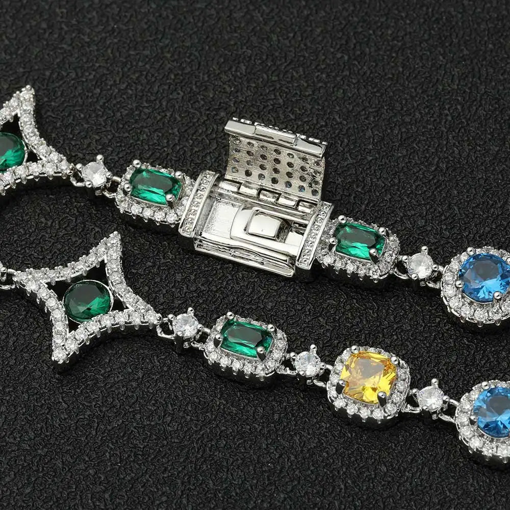 Iced Diamond Star Gemstones Bracelet