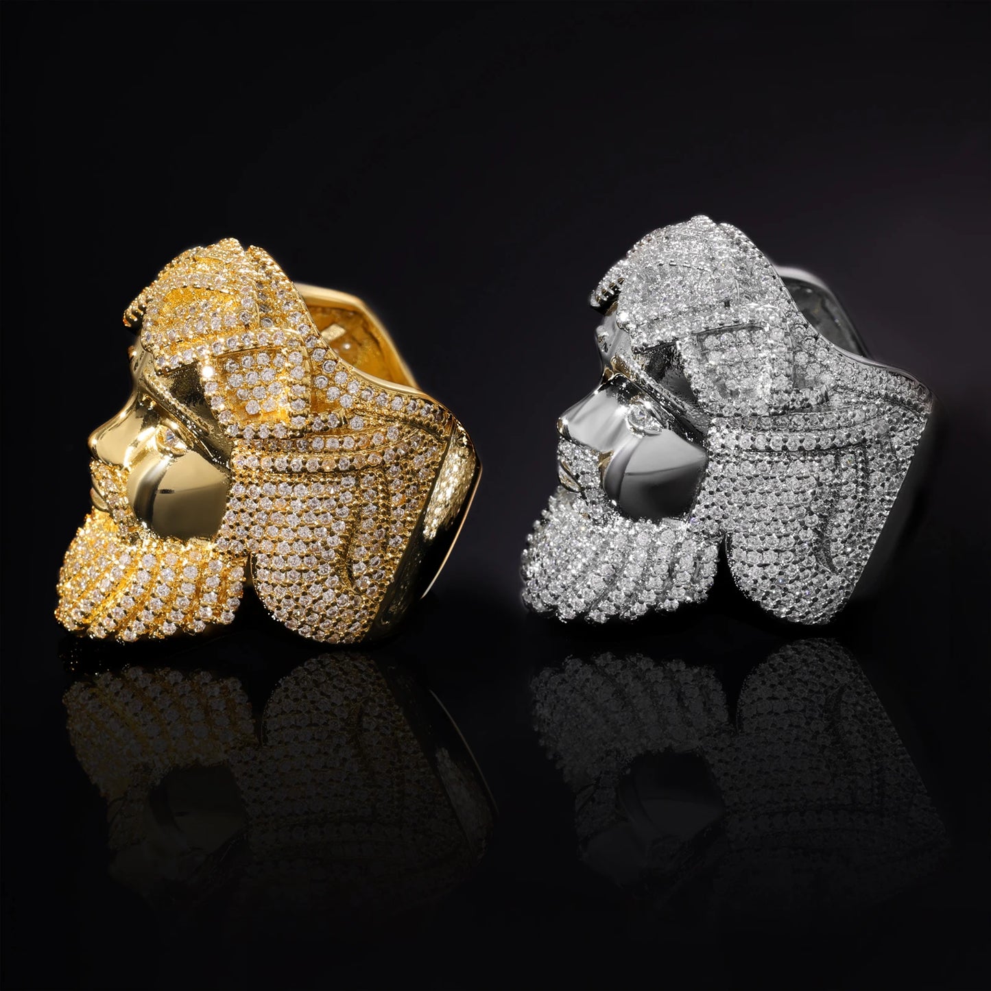 Iced Jesus Head Ring