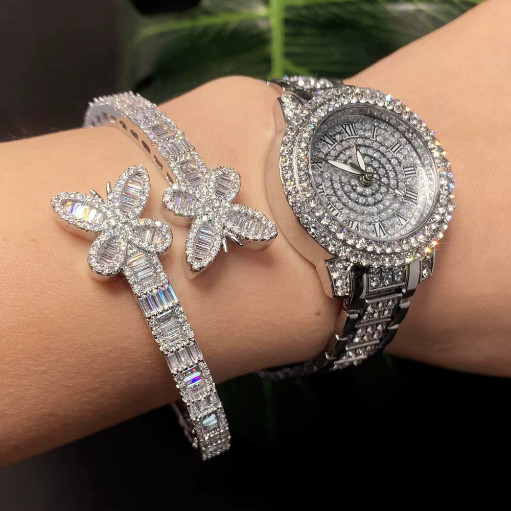 Iced Butterfly Baguette Bracelet