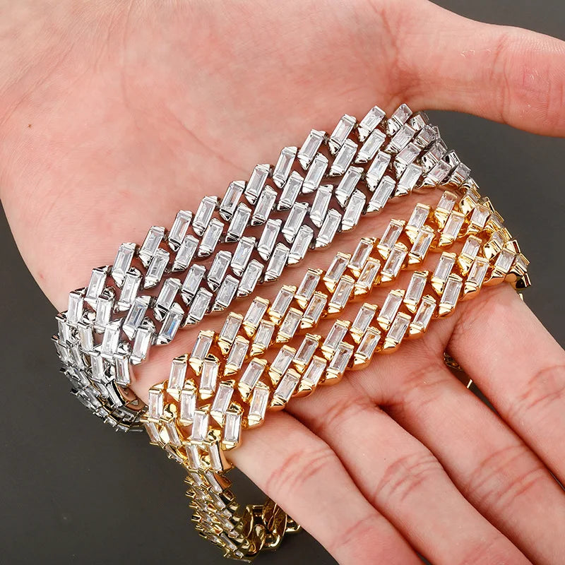 Iced Out Crystal Baguette Cuban Chain 12mm