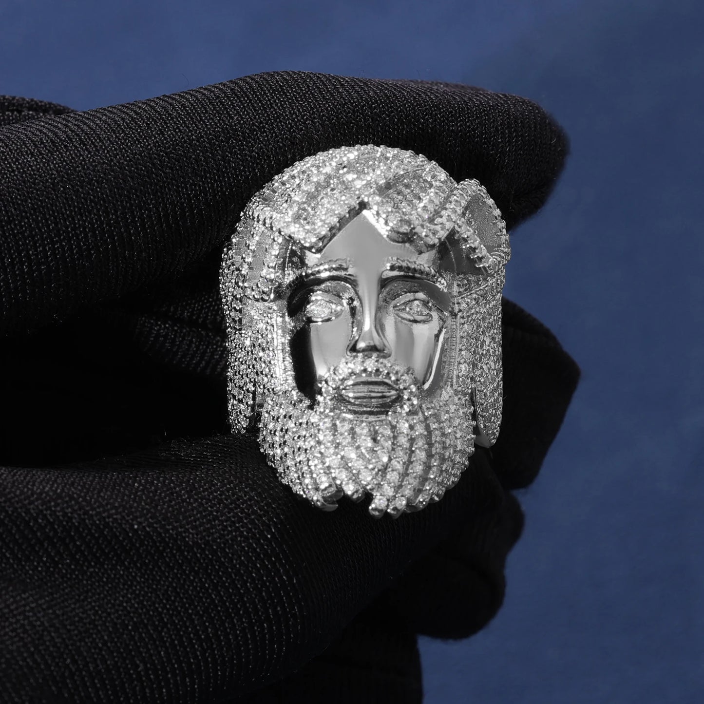 Iced Jesus Head Ring