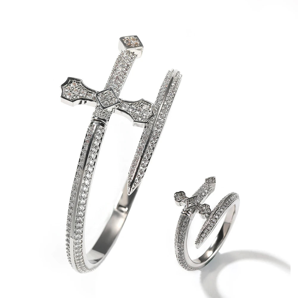 Iced Sword Band Bracelet & Ring