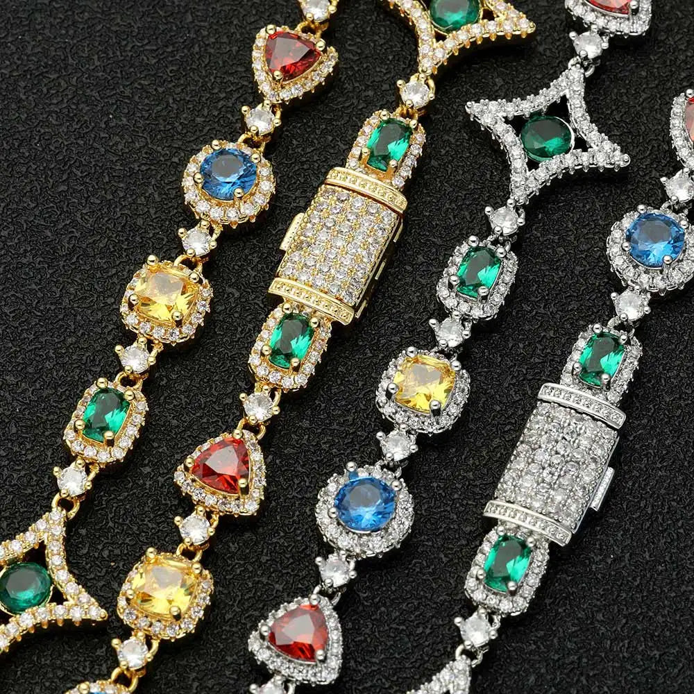 Iced Diamond Star Gemstones Bracelet