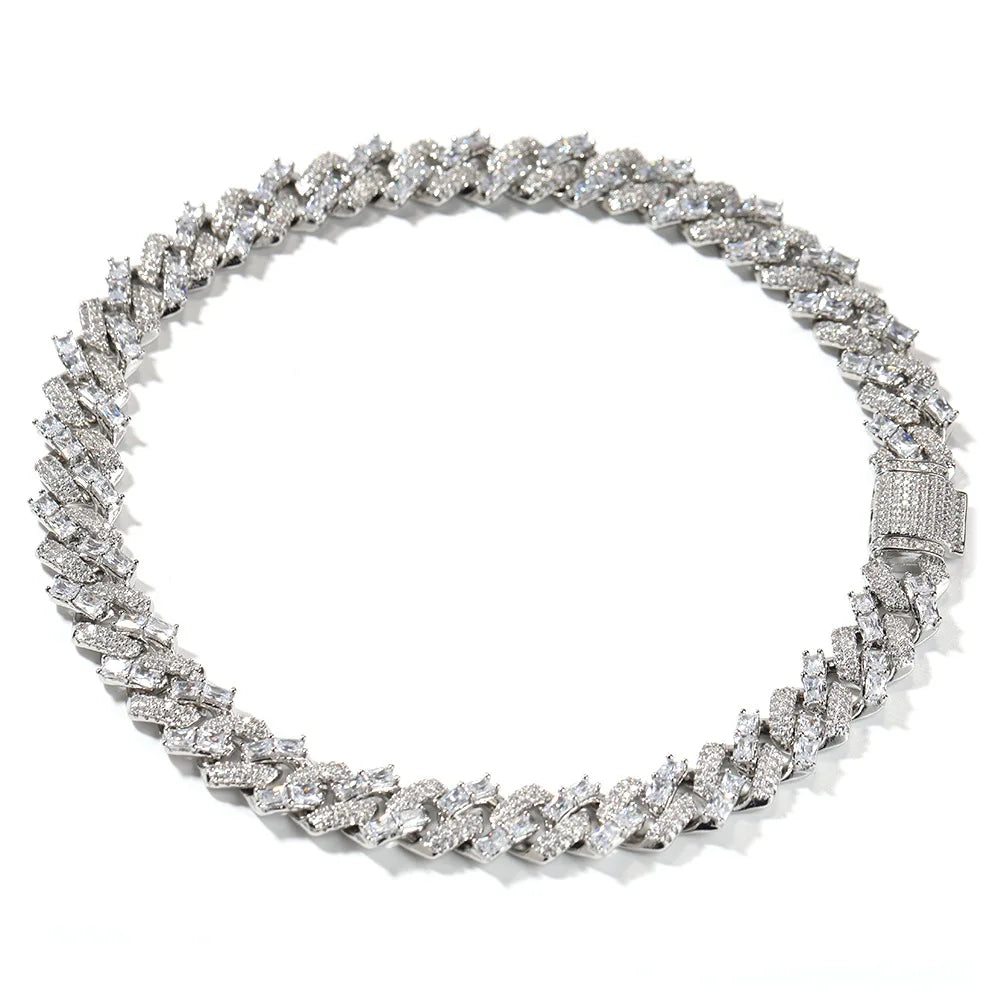 Mixed Diamond Prong Cuban Chain 15MM