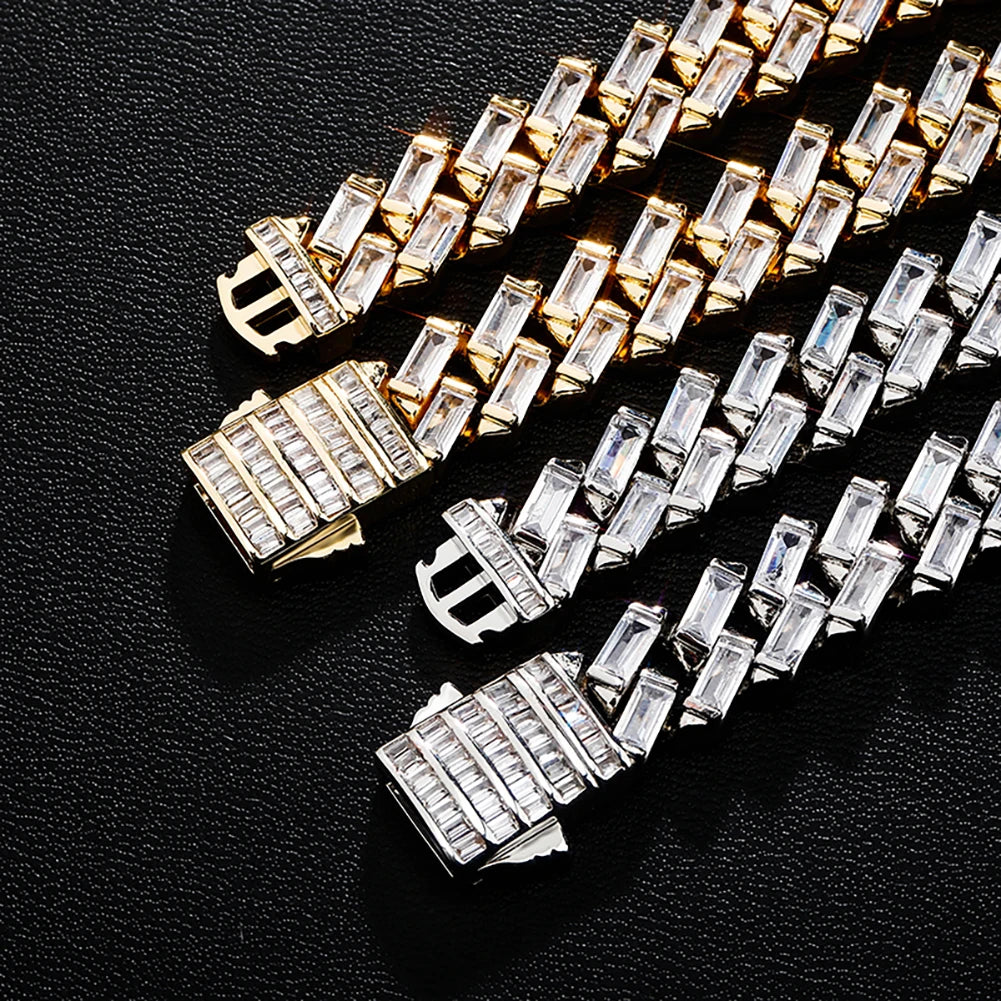 Iced Out Crystal Baguette Cuban Bracelet 12mm
