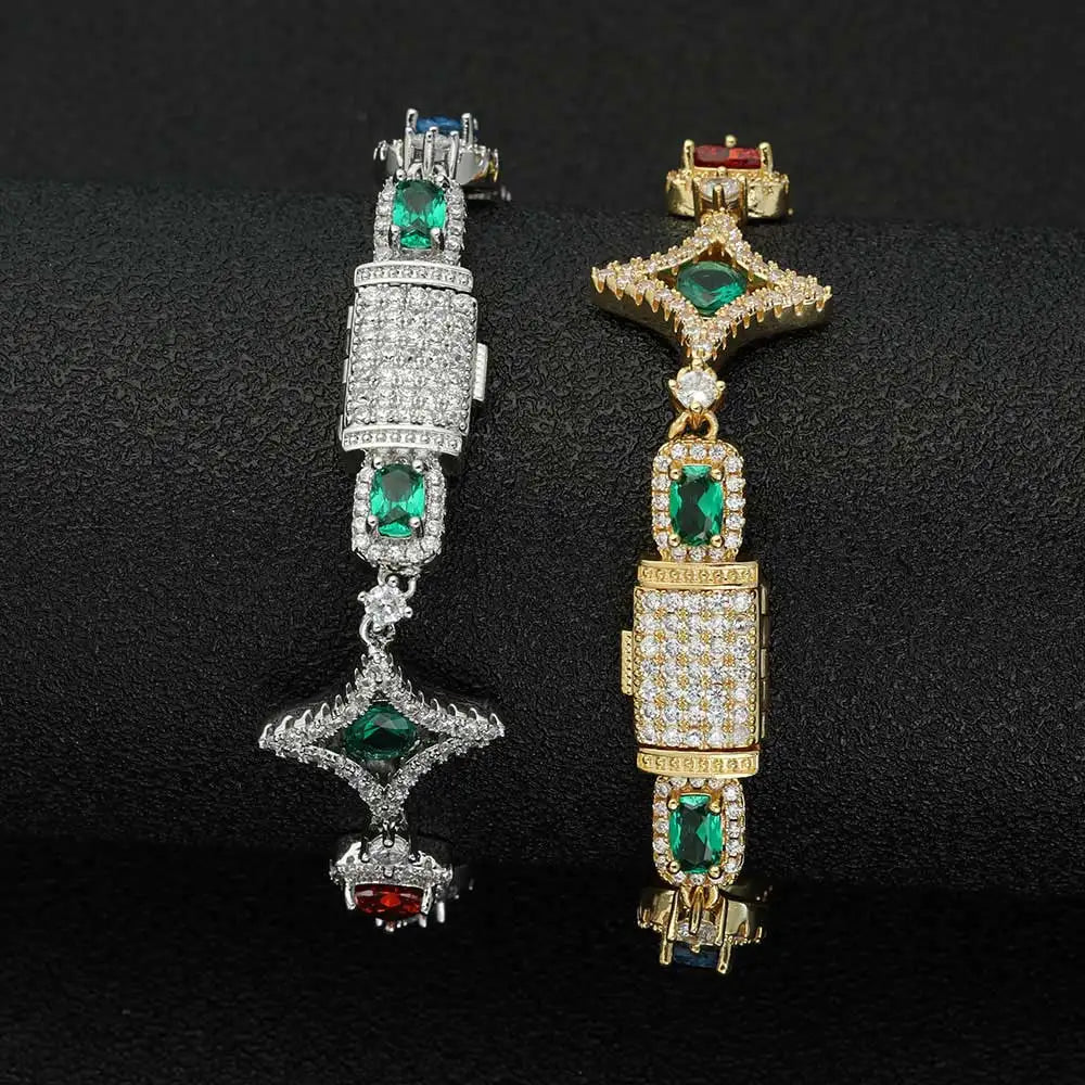 Iced Diamond Star Gemstones Bracelet
