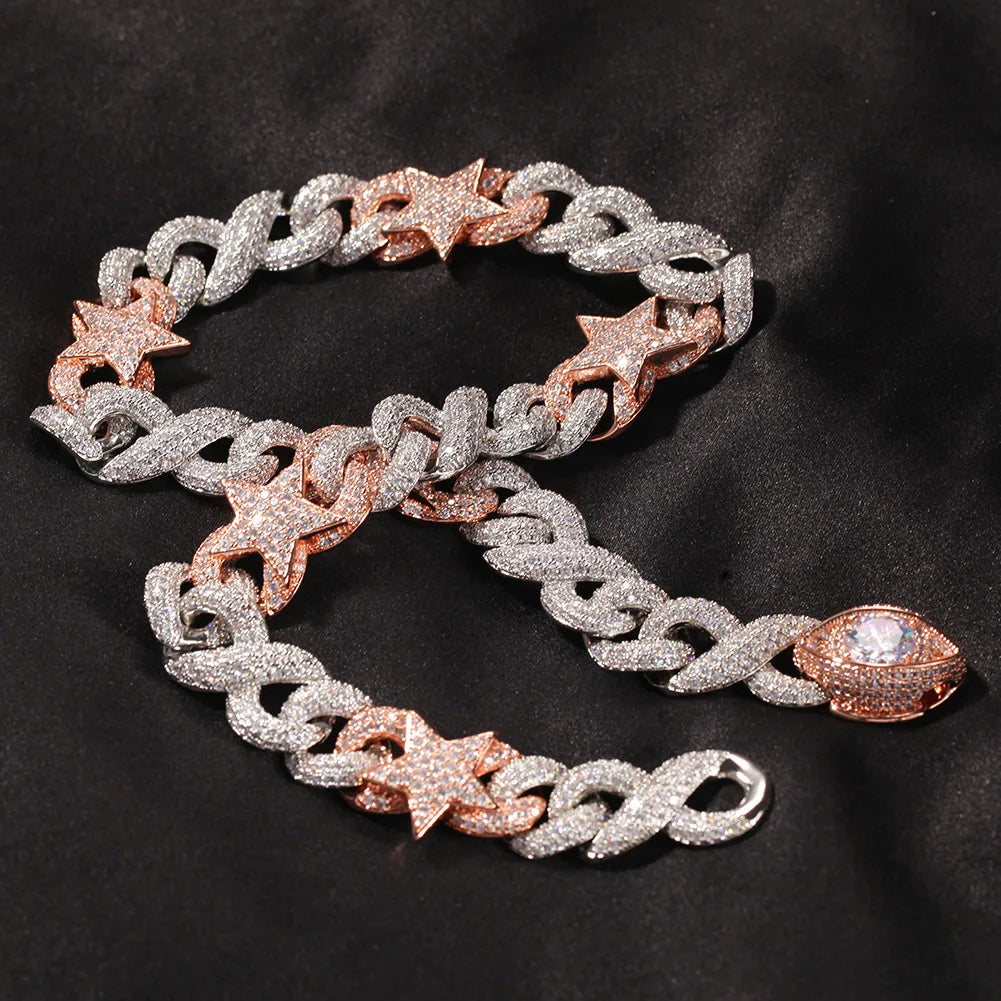 Two Tone Cuban Eye & Star Chain 16mm