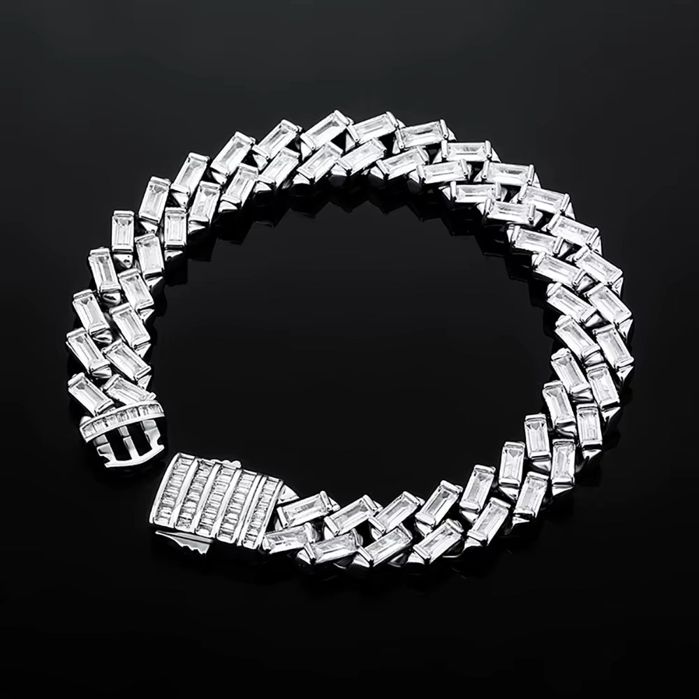 Iced Out Crystal Baguette Cuban Bracelet 12mm