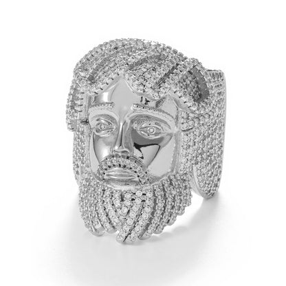 Iced Jesus Head Ring
