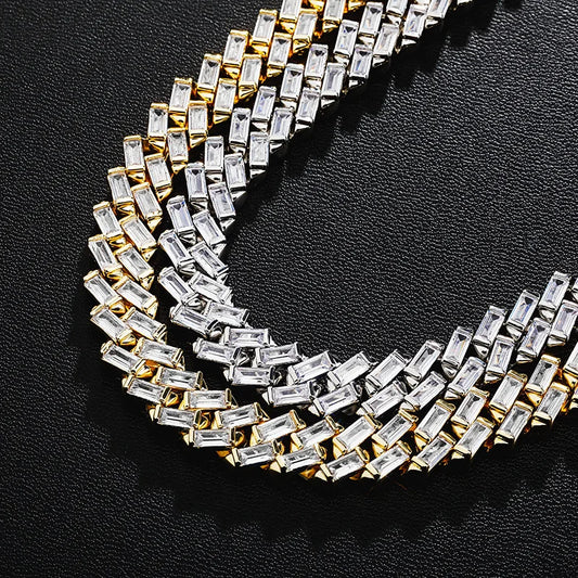 Iced Out Crystal Baguette Cuban Chain 12mm