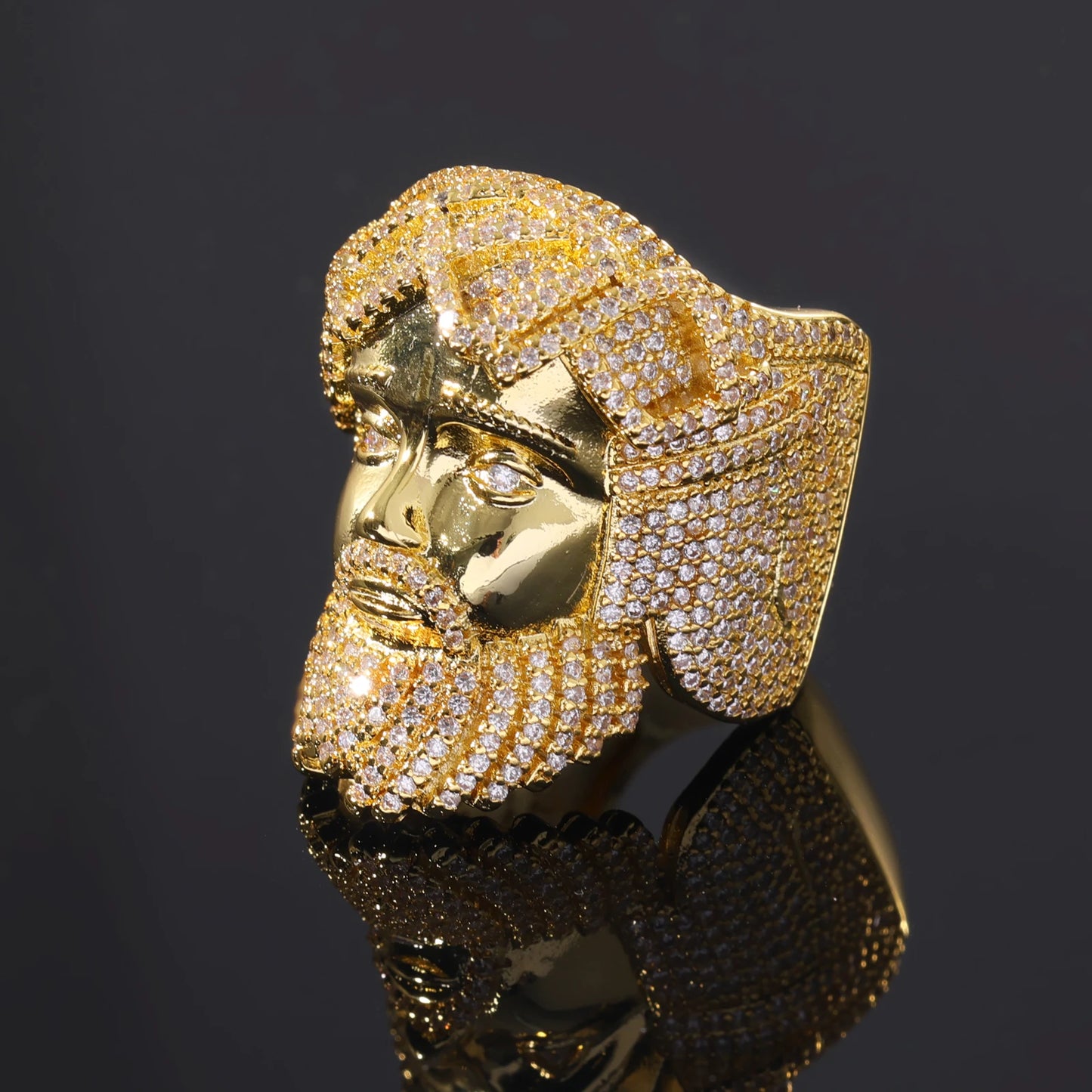 Iced Jesus Head Ring