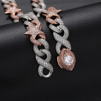 Two Tone Cuban Eye & Star Chain 16mm