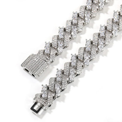 Mixed Diamond Prong Cuban Chain 15MM