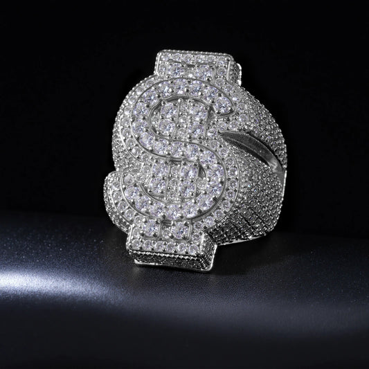 Iced Out Dollar Sign Ring
