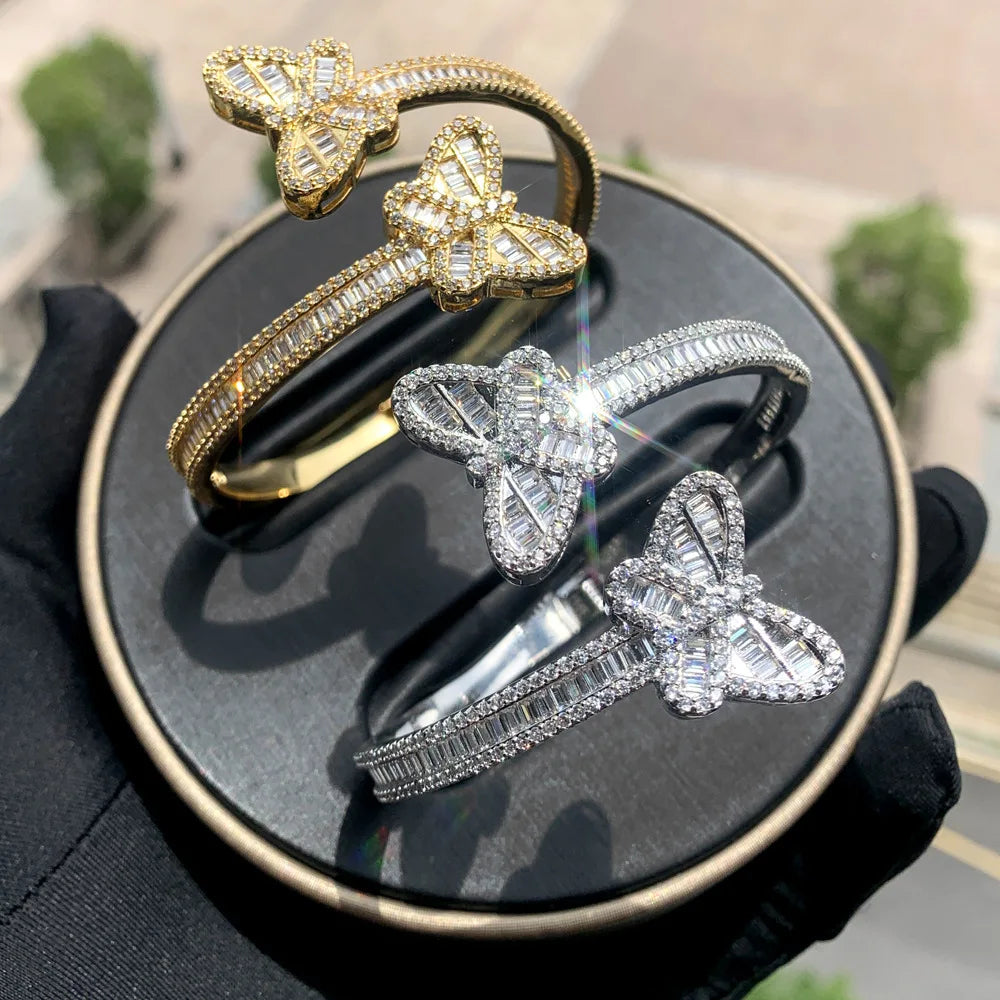 Iced Butterfly Baguette Bracelet