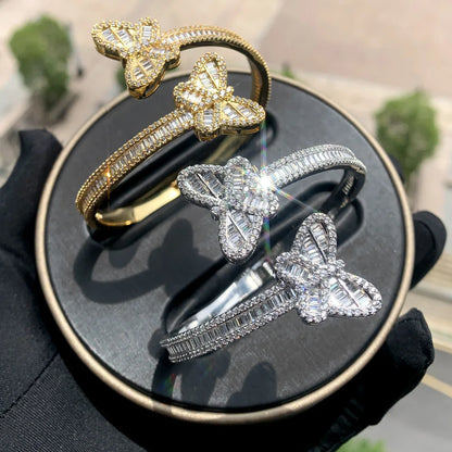 Iced Butterfly Baguette Bracelet