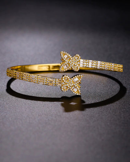 Iced Butterfly Baguette Bracelet