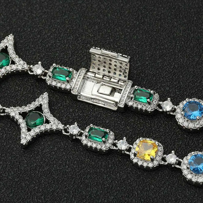 Iced Diamond Star Gemstones Bracelet