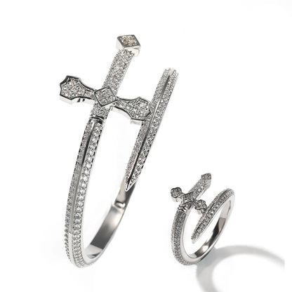 Iced Sword Band Bracelet & Ring