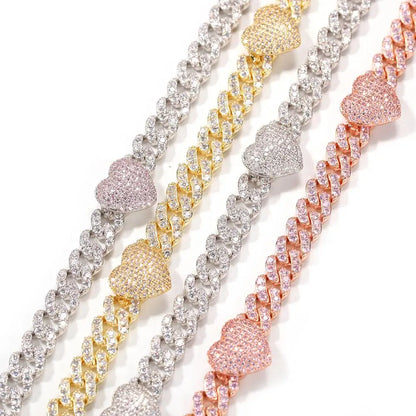 Iced Out 8mm Heart Cuban Anklet