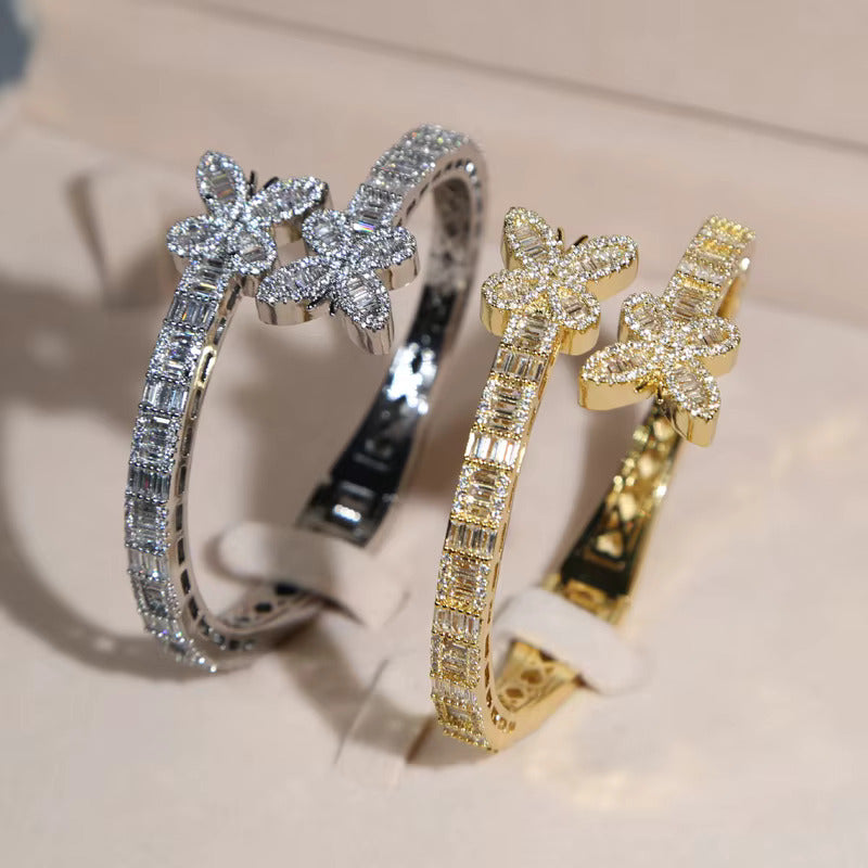 Iced Butterfly Baguette Bracelet