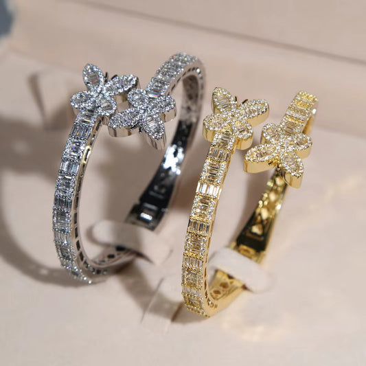Iced Butterfly Baguette Bracelet