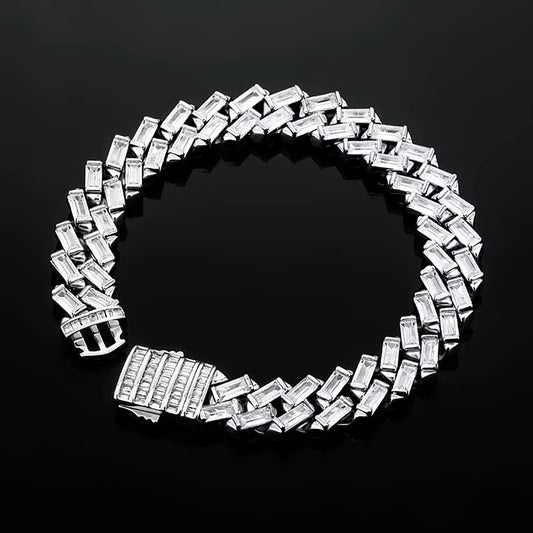 Iced Out Crystal Baguette Cuban Bracelet 12mm
